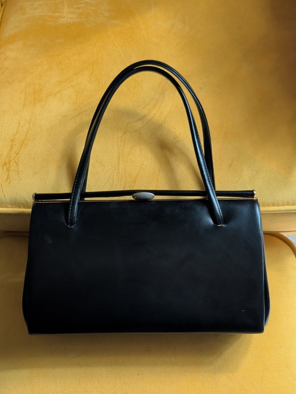 Vintage Hudson's Black Leather Top-Handle Bag
